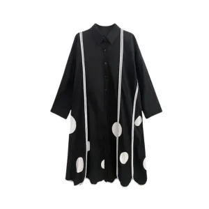 Pre Order:  Polka Dot Long Sleeved Loose Shirt Dress