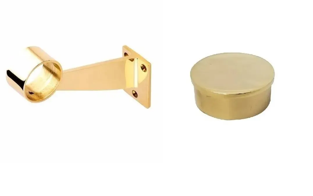 6 Foot Long Bar Foot Rail Kit in Polished Brass