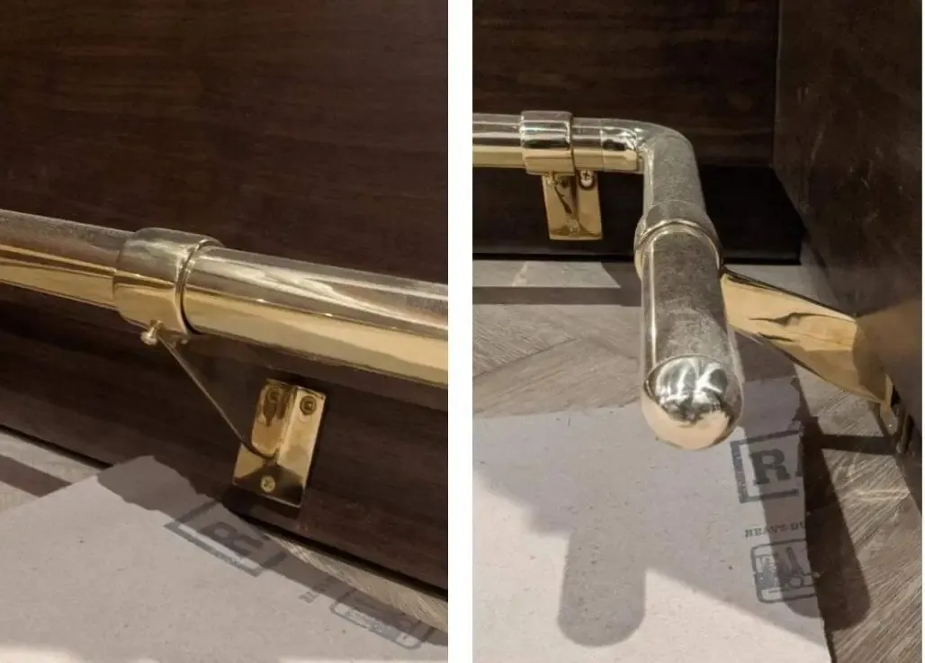 6 Foot Long Bar Foot Rail Kit in Polished Brass