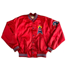 70s Boxy 'Angels' 33 Satin Bomber Jacket- L