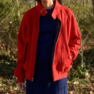 80s wool red bomber jacket, cotton plaid lining // fits up to large