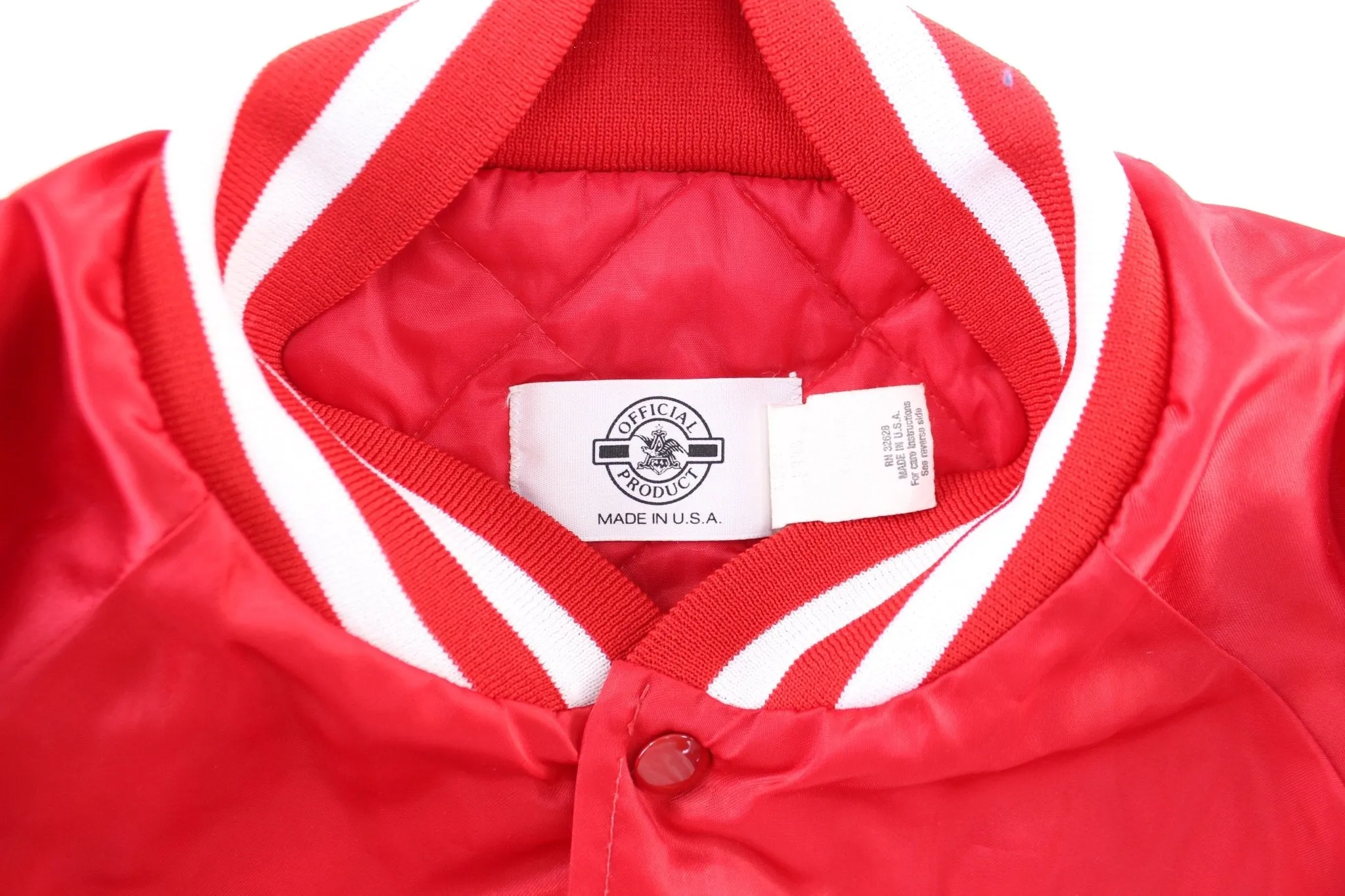 90's Budweiser Red Nylon Bomber Jacket