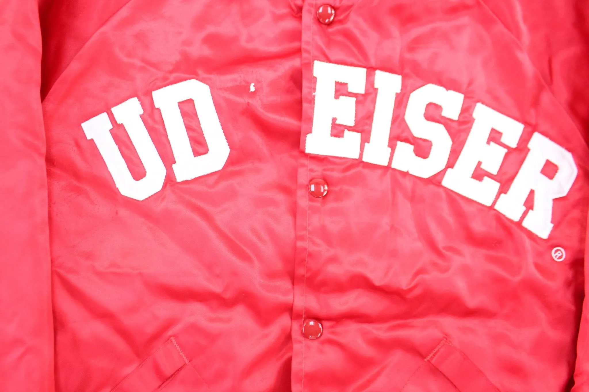 90's Budweiser Red Nylon Bomber Jacket