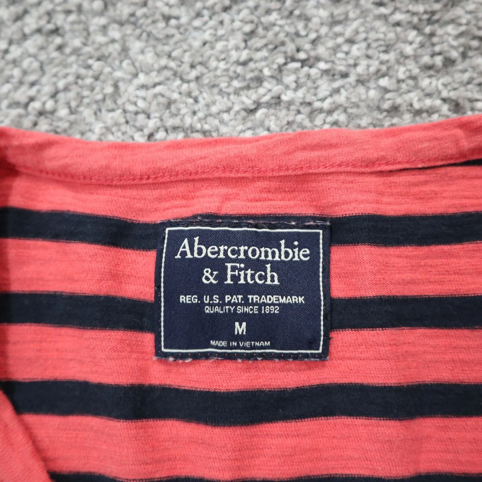 Abercrombie & Fitch Womens Striped Henley T Shirt Short Sleeve Pink Black Size M