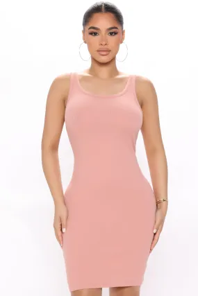 Abigail Ribbed Mini Dress - Mauve