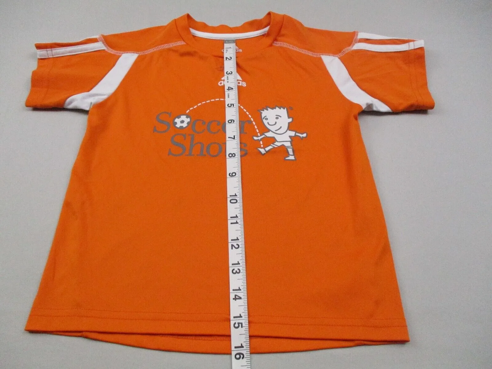 Adidas kids Boys Soocer Shot Graphics Sports T-Shirt Short Sleeves Orange Size S