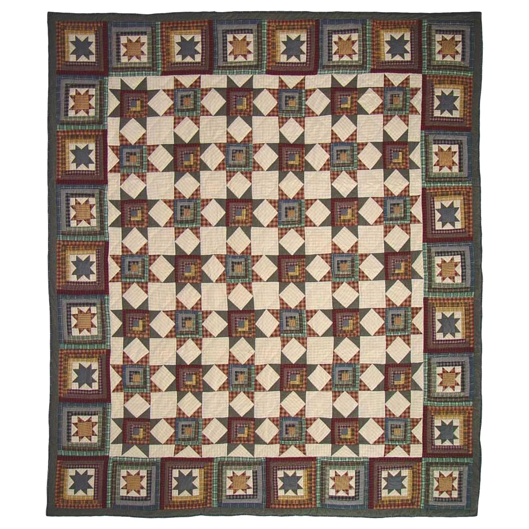 Adriondack Star Quilt, Hand cut and Patchwork cotton fabric blocks.