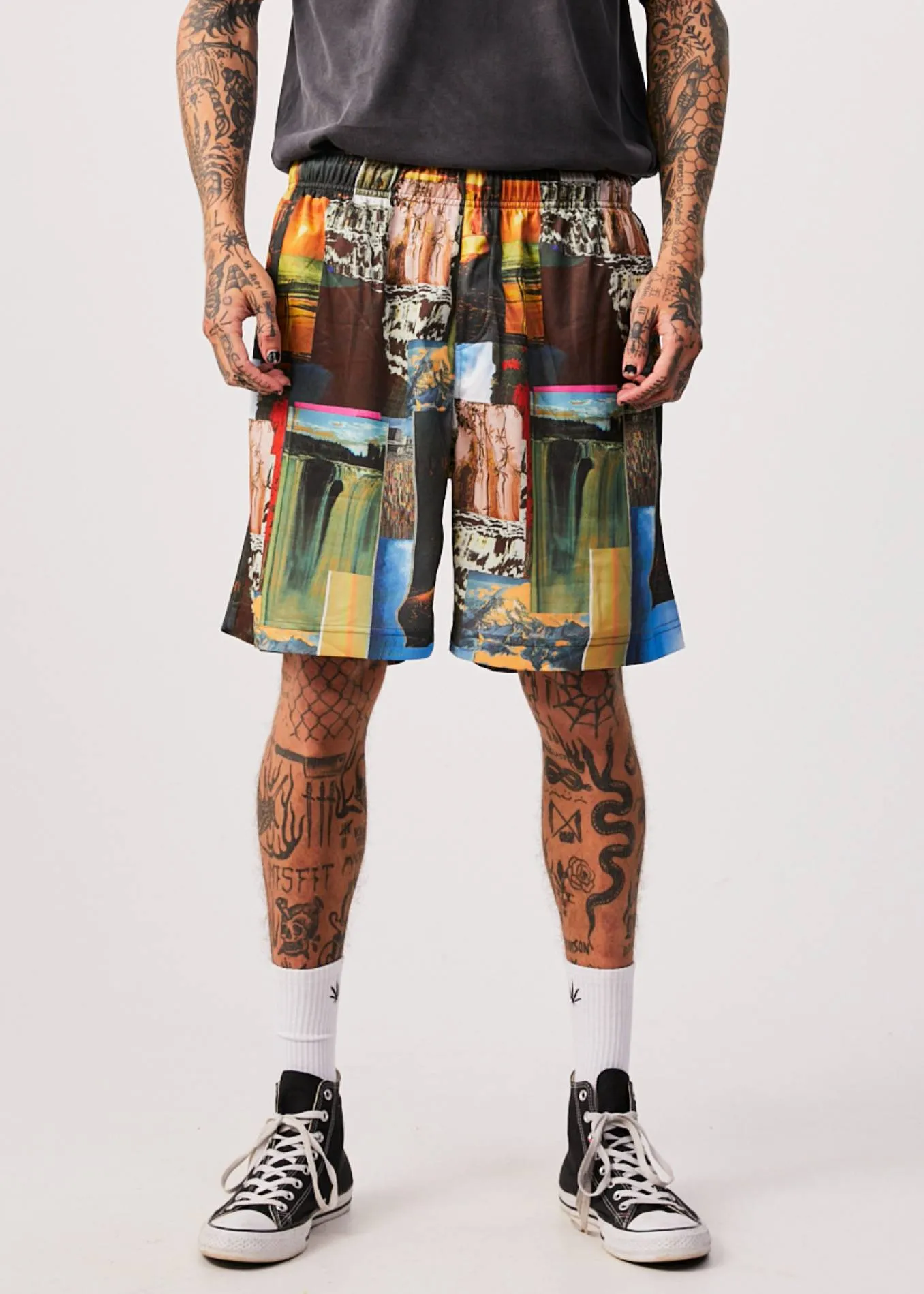 AFENDS Mens Boulevard - Baggy Shorts - Multi