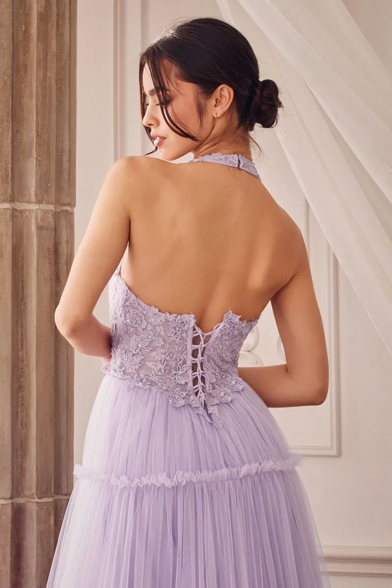 Allure Prom Dress Lace Halter Gown Andrea & Leo A1206 LaDivine A1206  6201206TKR-Lavender