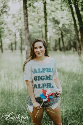 Alpha Sigma Alpha PR Off Shoulder Tee