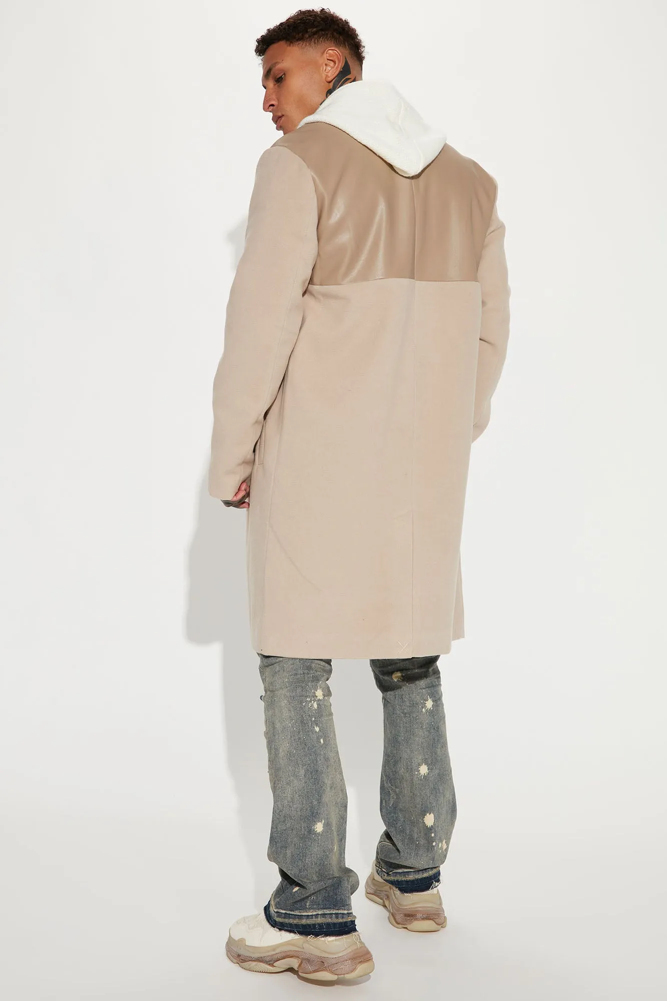 Always Daring Mixed Media Coat - Taupe