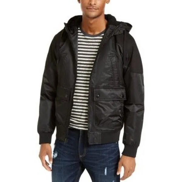 American Rag Mens Ross Hooded Bomber Jacket