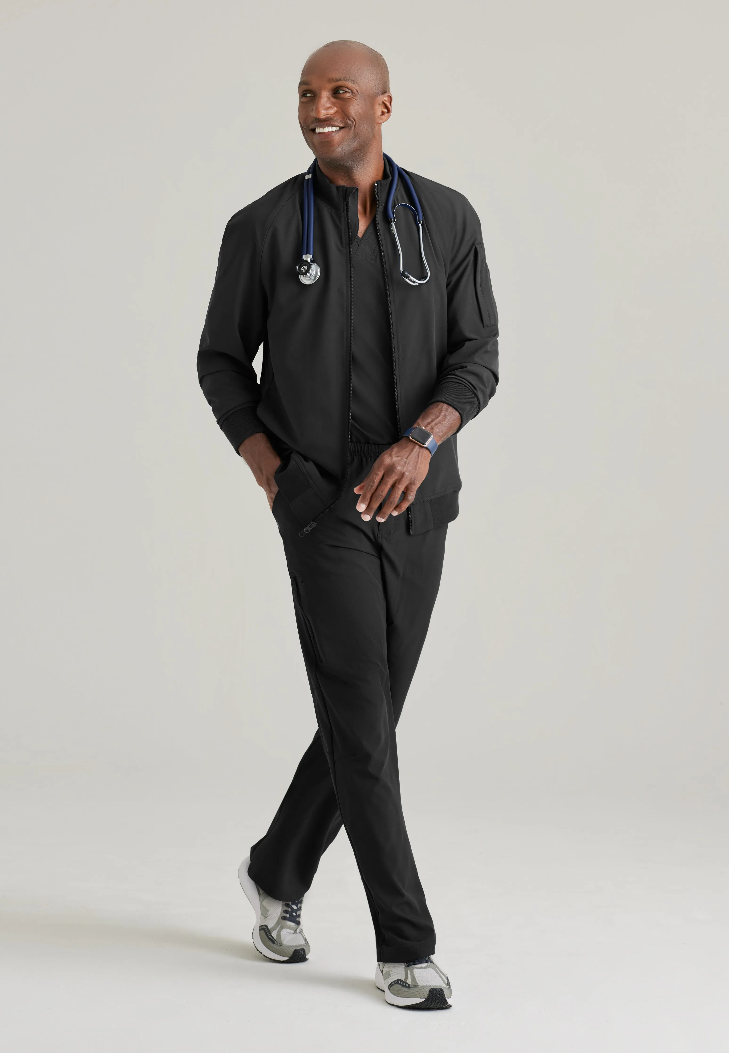 Amplify 3-Pocket Stand-Up Collar Warmup Scrub Jacket