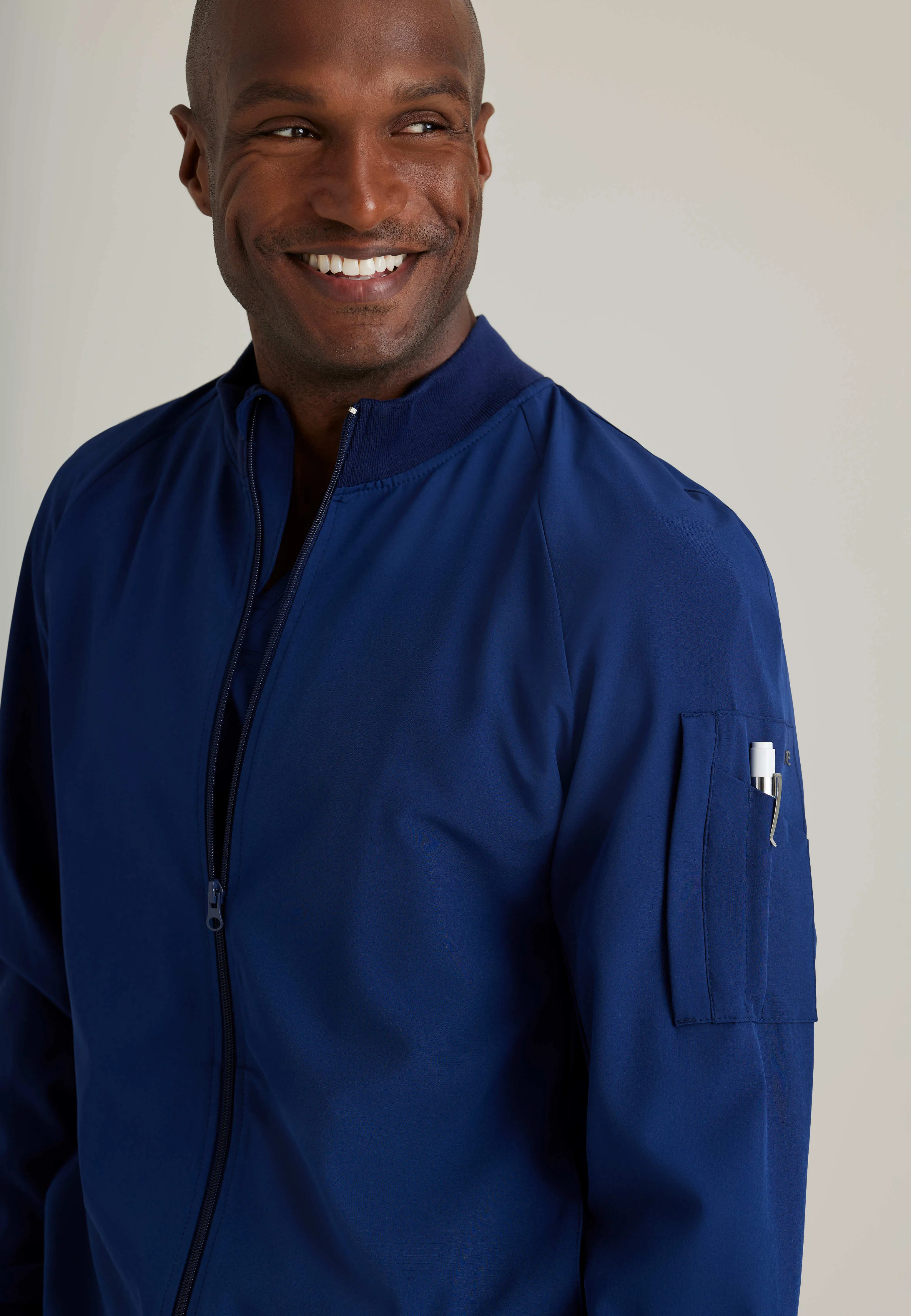 Amplify 3-Pocket Stand-Up Collar Warmup Scrub Jacket