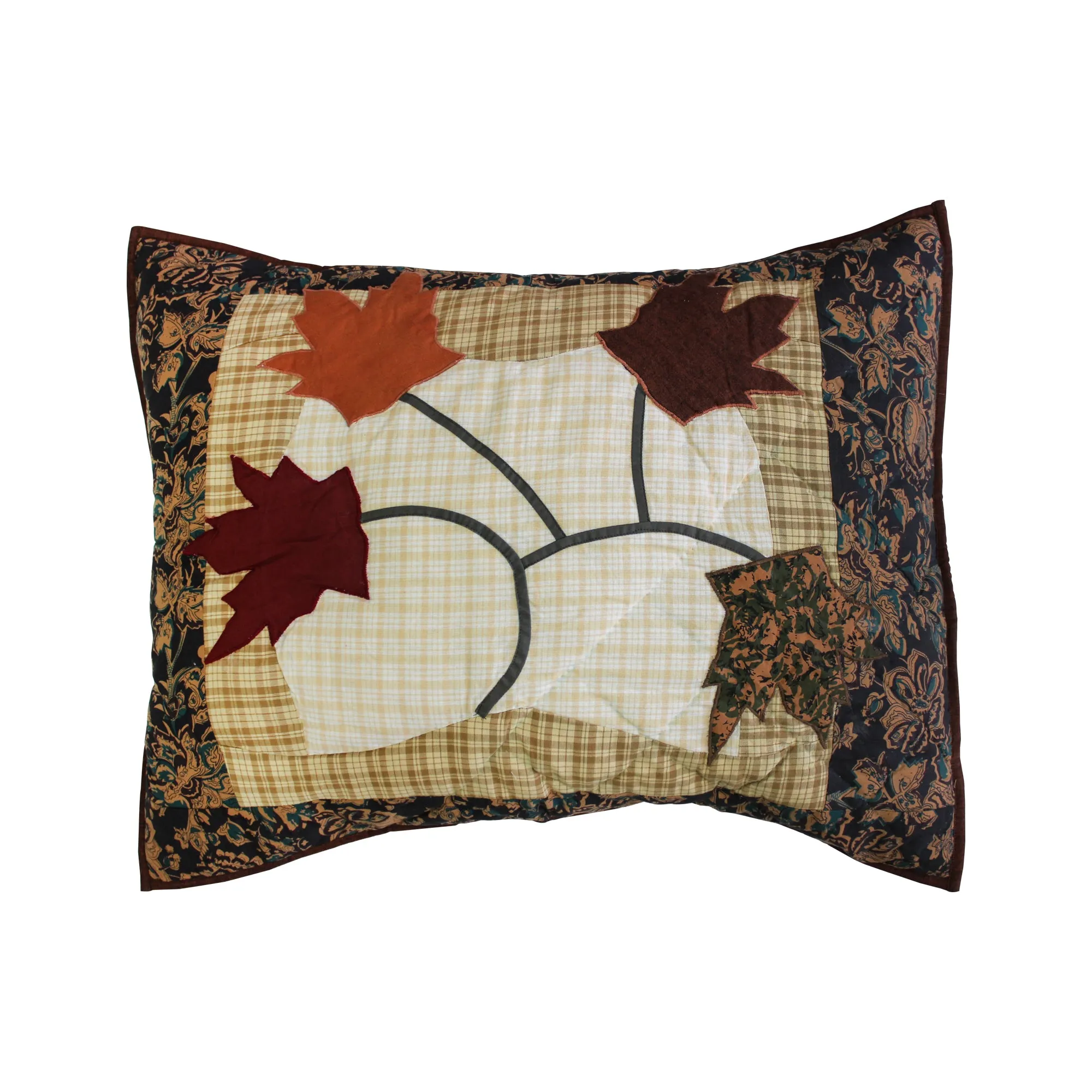 Autumn Bliss Quilt, Hand cut and Appliqued cotton fabric motifs.