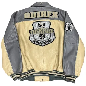 Avirex Tuskegee Leather Jacket In Beige & Grey ( XXL )