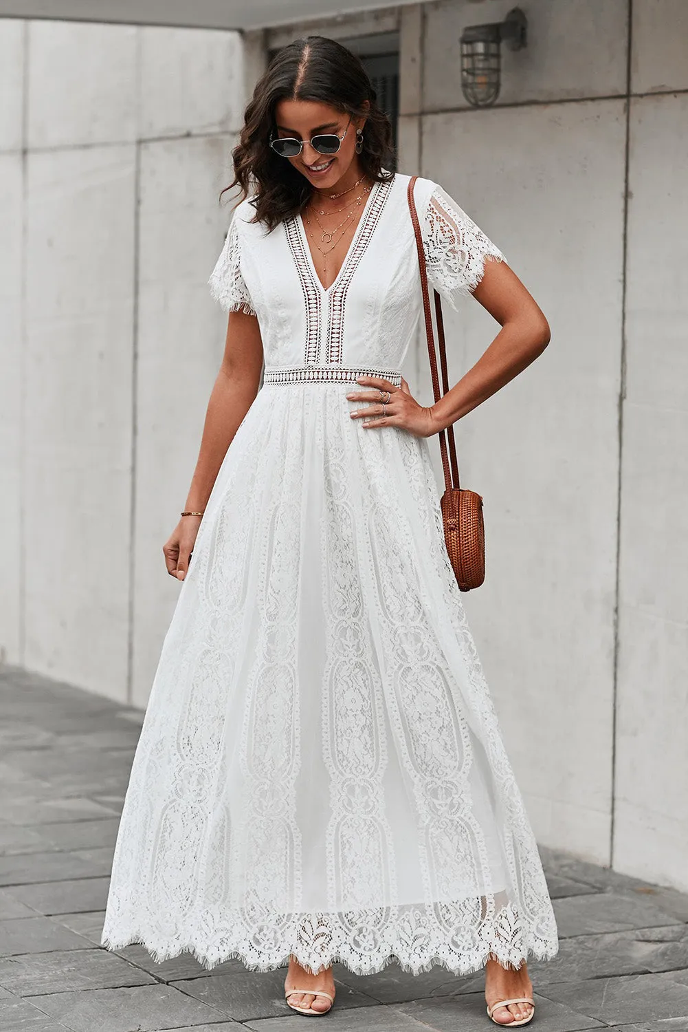 Away With The Breeze Lace Midi Dress