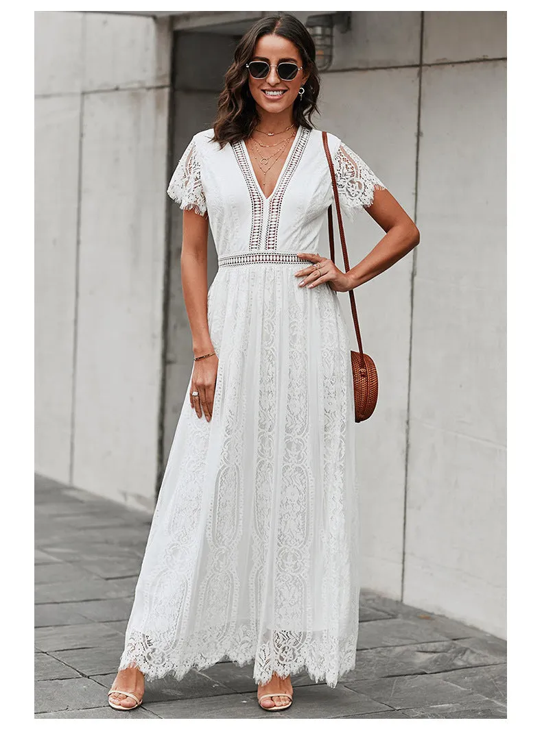 Away With The Breeze Lace Midi Dress