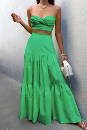 Ayla green top and maxi skirt (sold as separates)