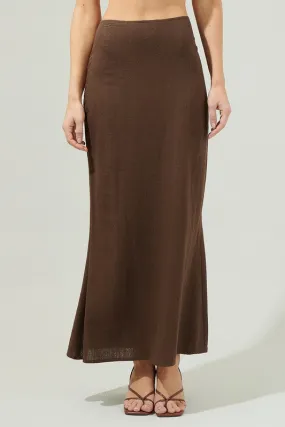 Back Slit Maxi Skirt- Espresso