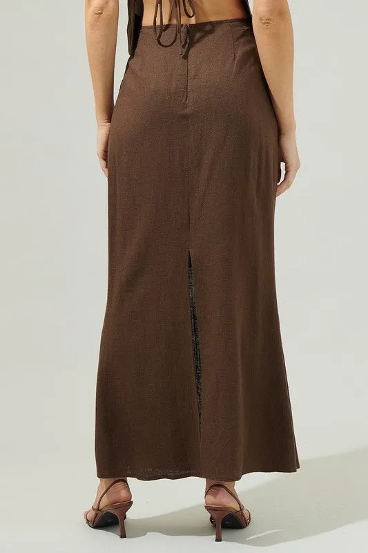 Back Slit Maxi Skirt- Espresso