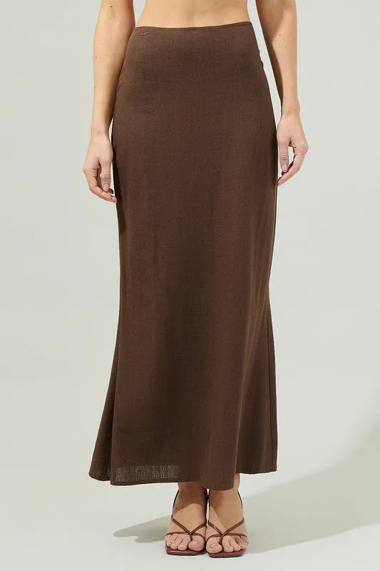 Back Slit Maxi Skirt- Espresso