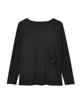 Becca Faux-Wrap Knit Top | Black