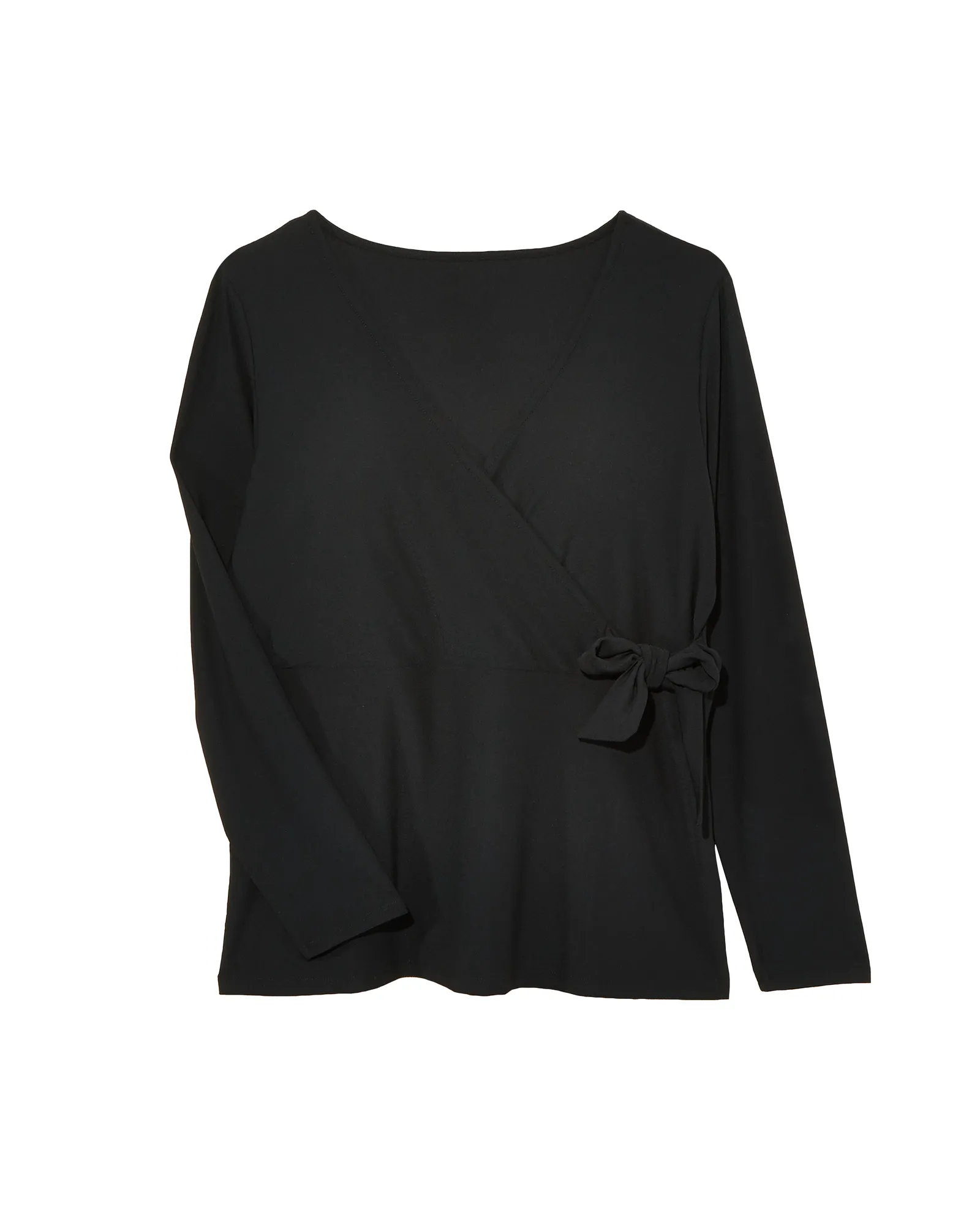 Becca Faux-Wrap Knit Top | Black