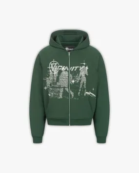 BINARY 2.0 ZIP HOODIE DARK GREEN