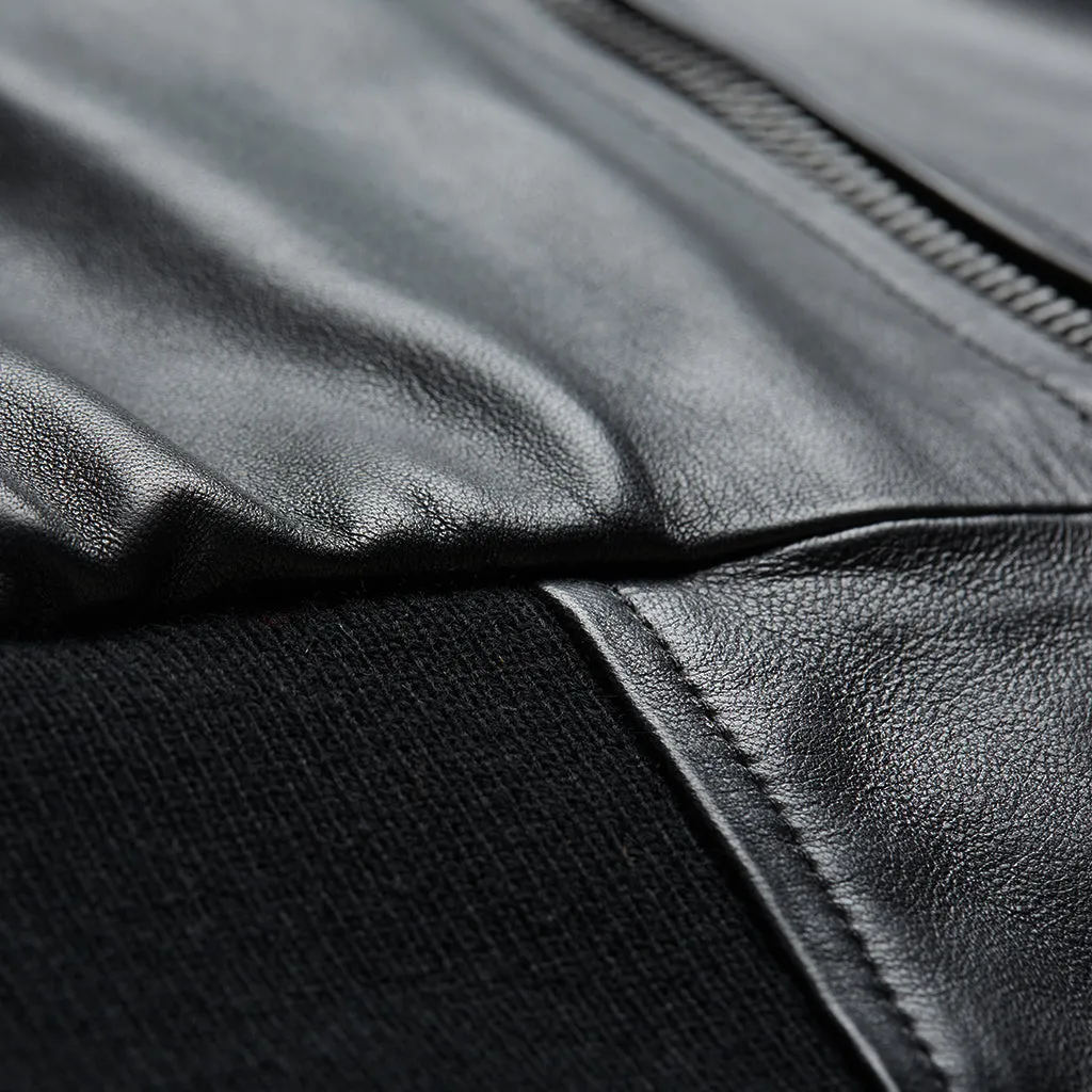 BLACK ELK BOMBER LEATHER JACKET - BLACK