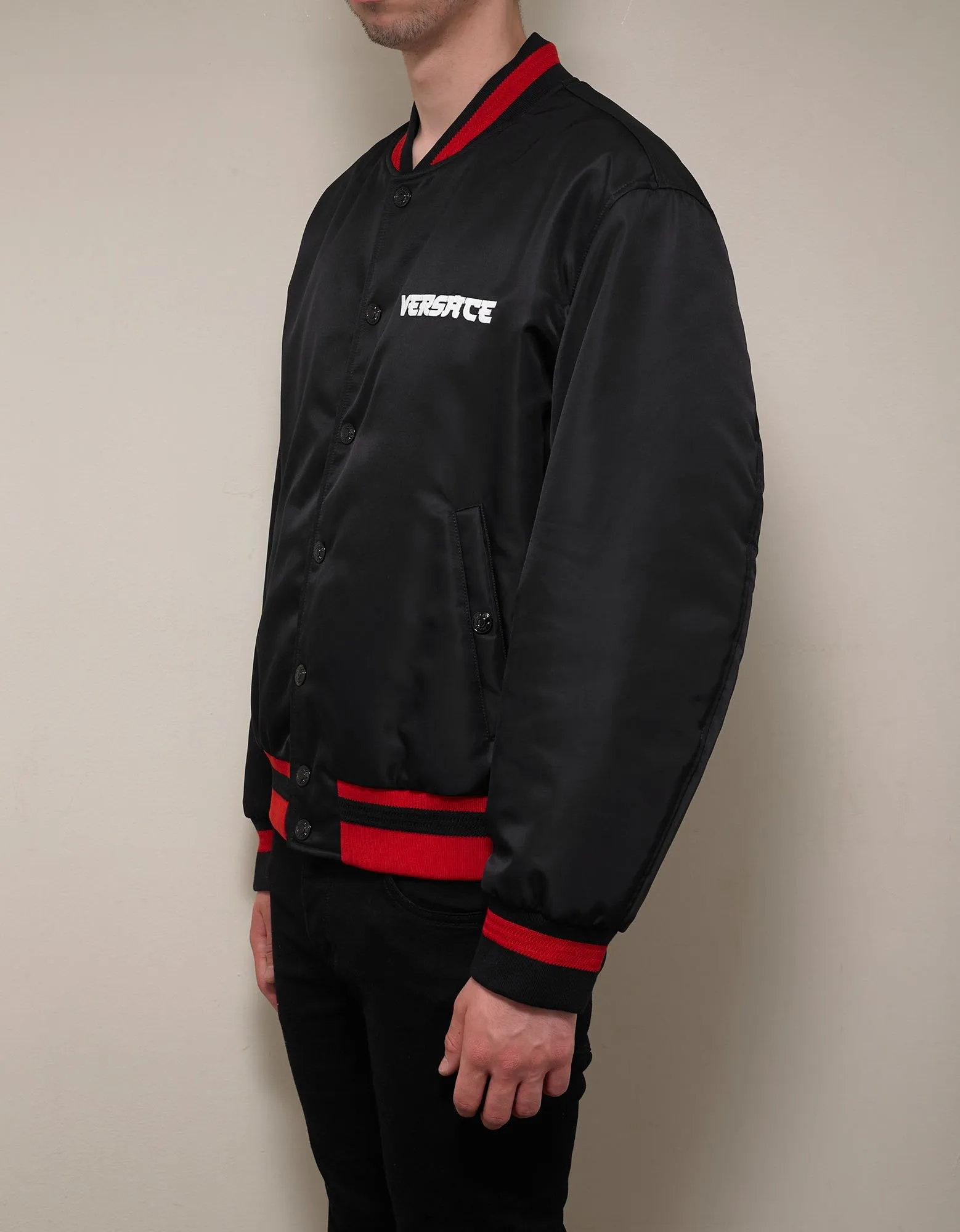 Black Embroidered Medusa Bomber Jacket