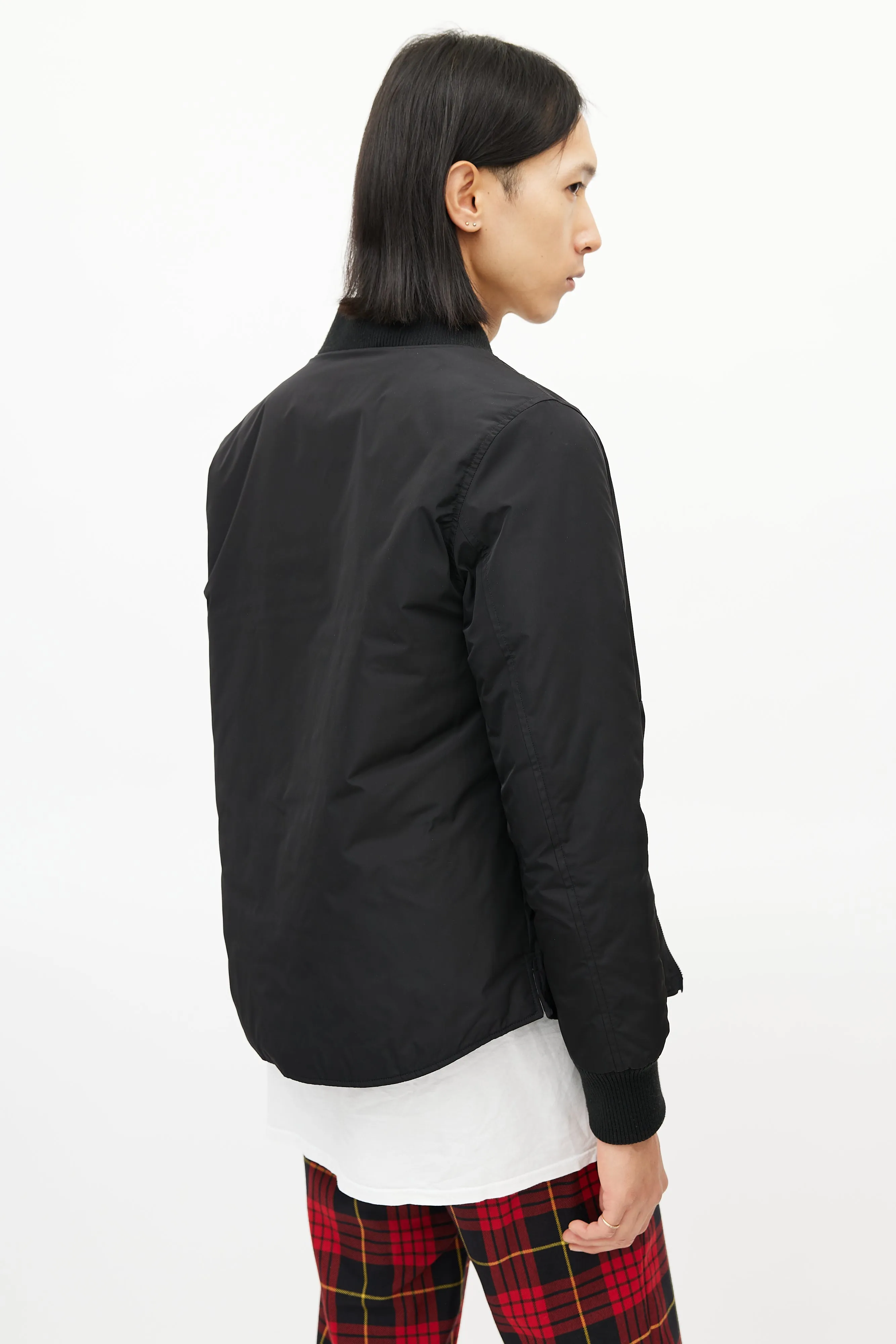 Black Nylon Bomber Jacket