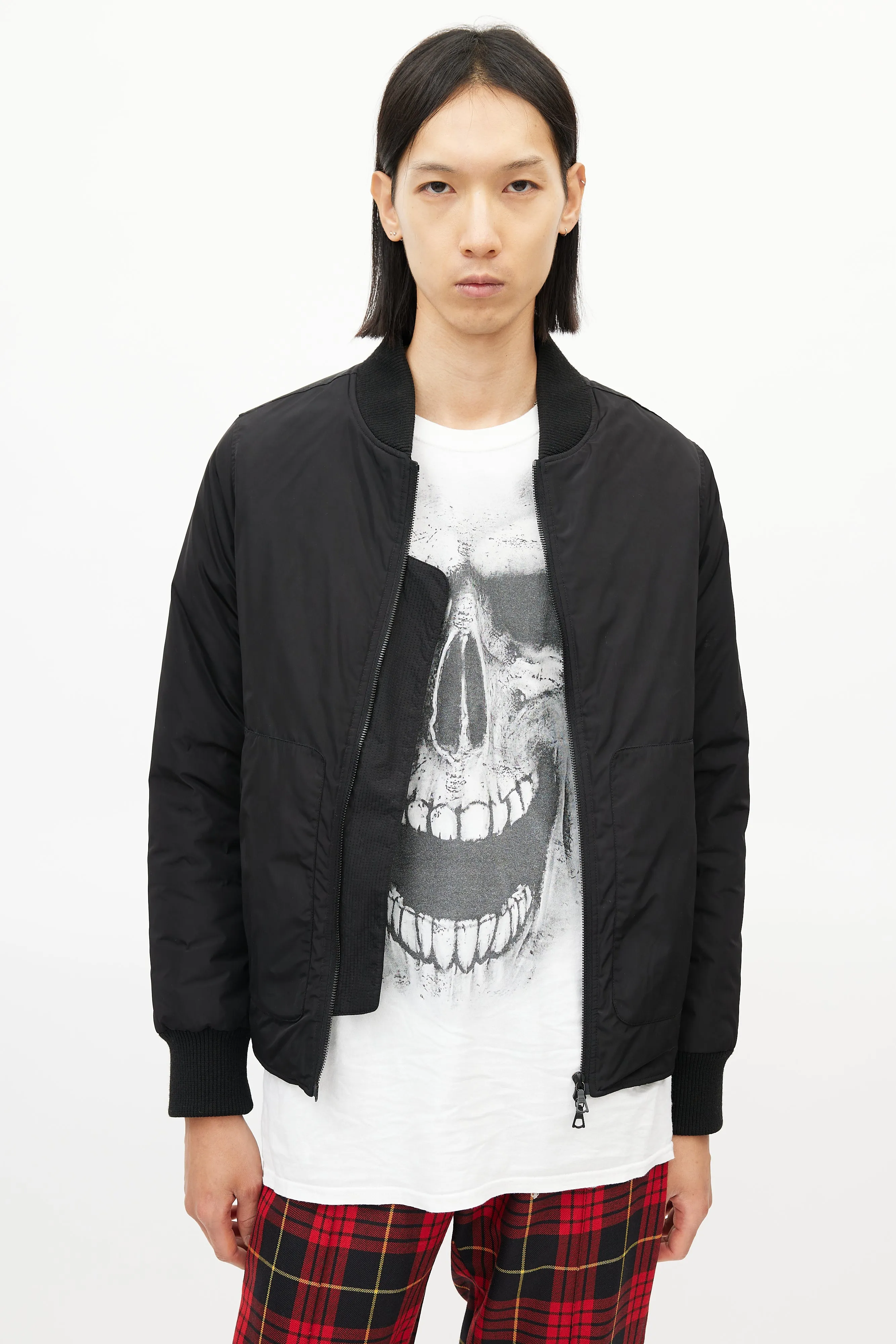 Black Nylon Bomber Jacket