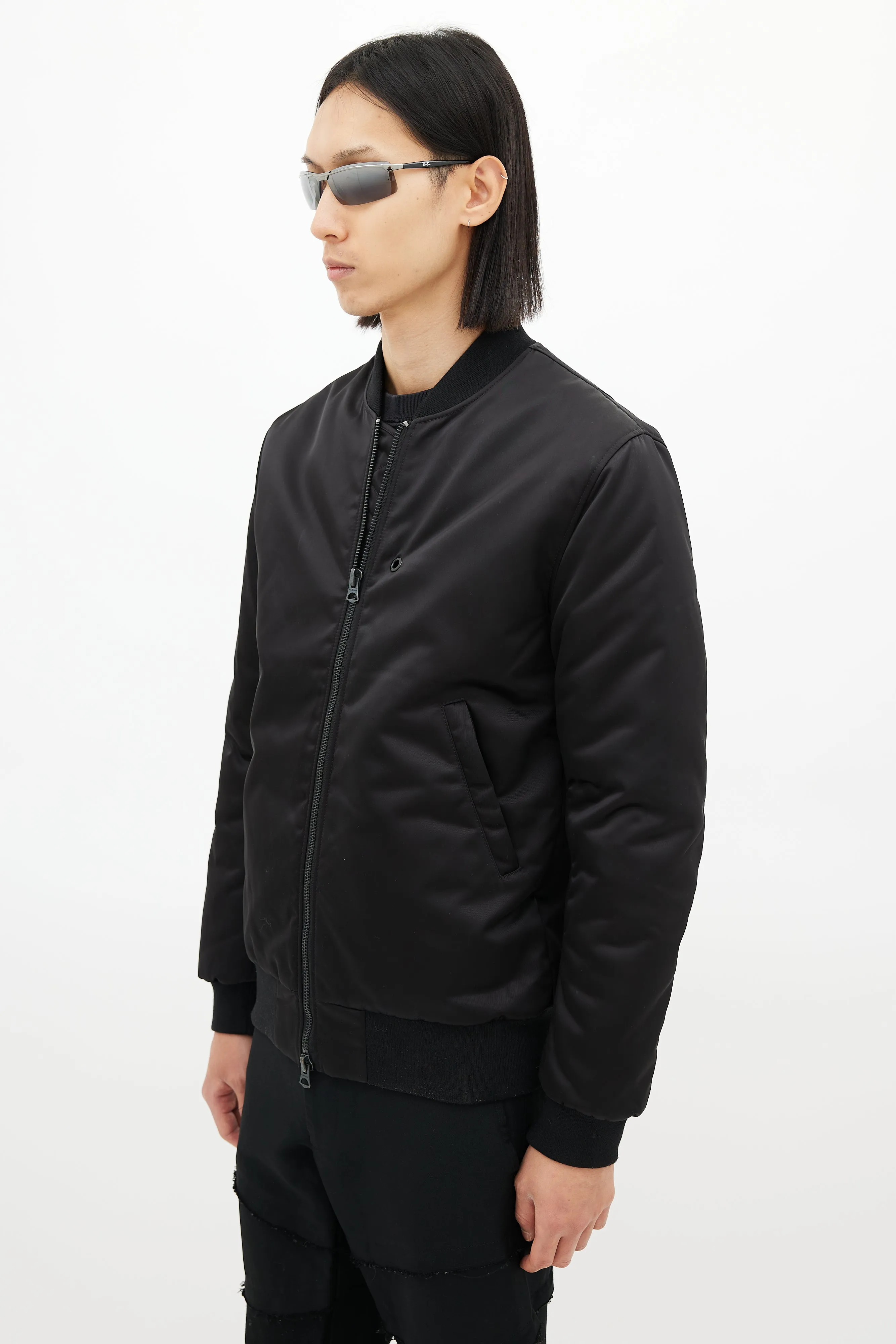 Black Nylon Selo Bomber Jacket