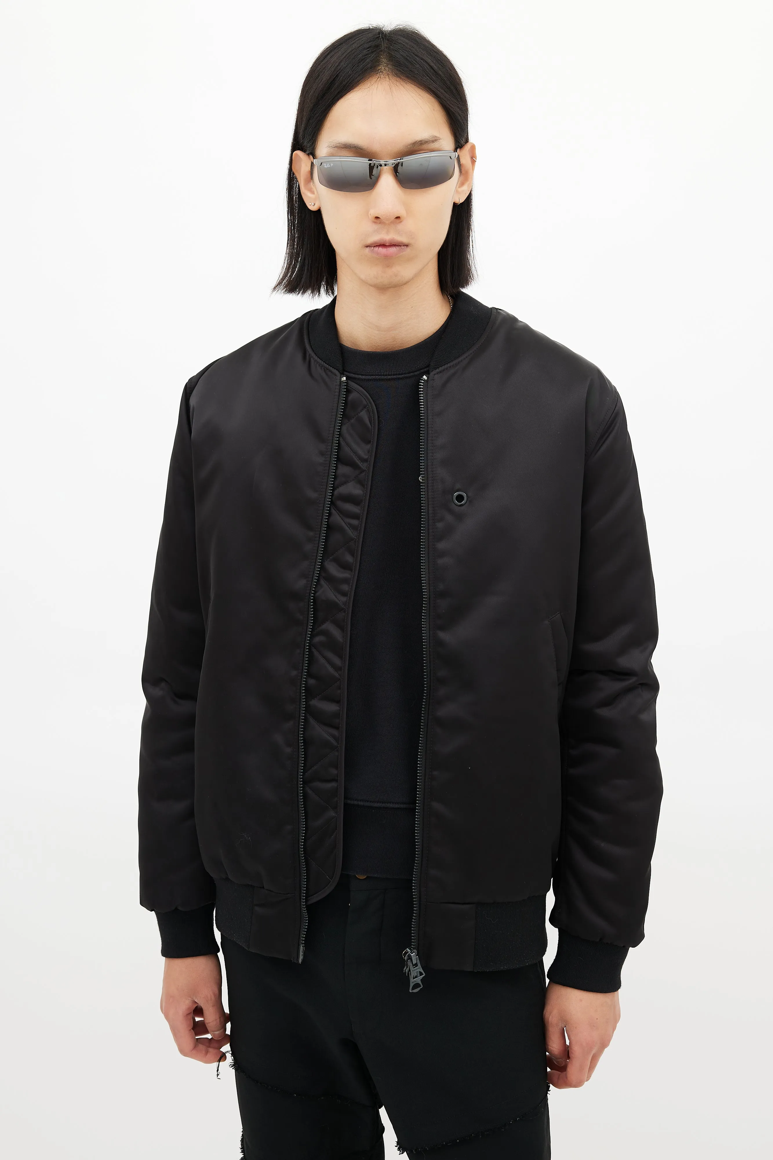 Black Nylon Selo Bomber Jacket