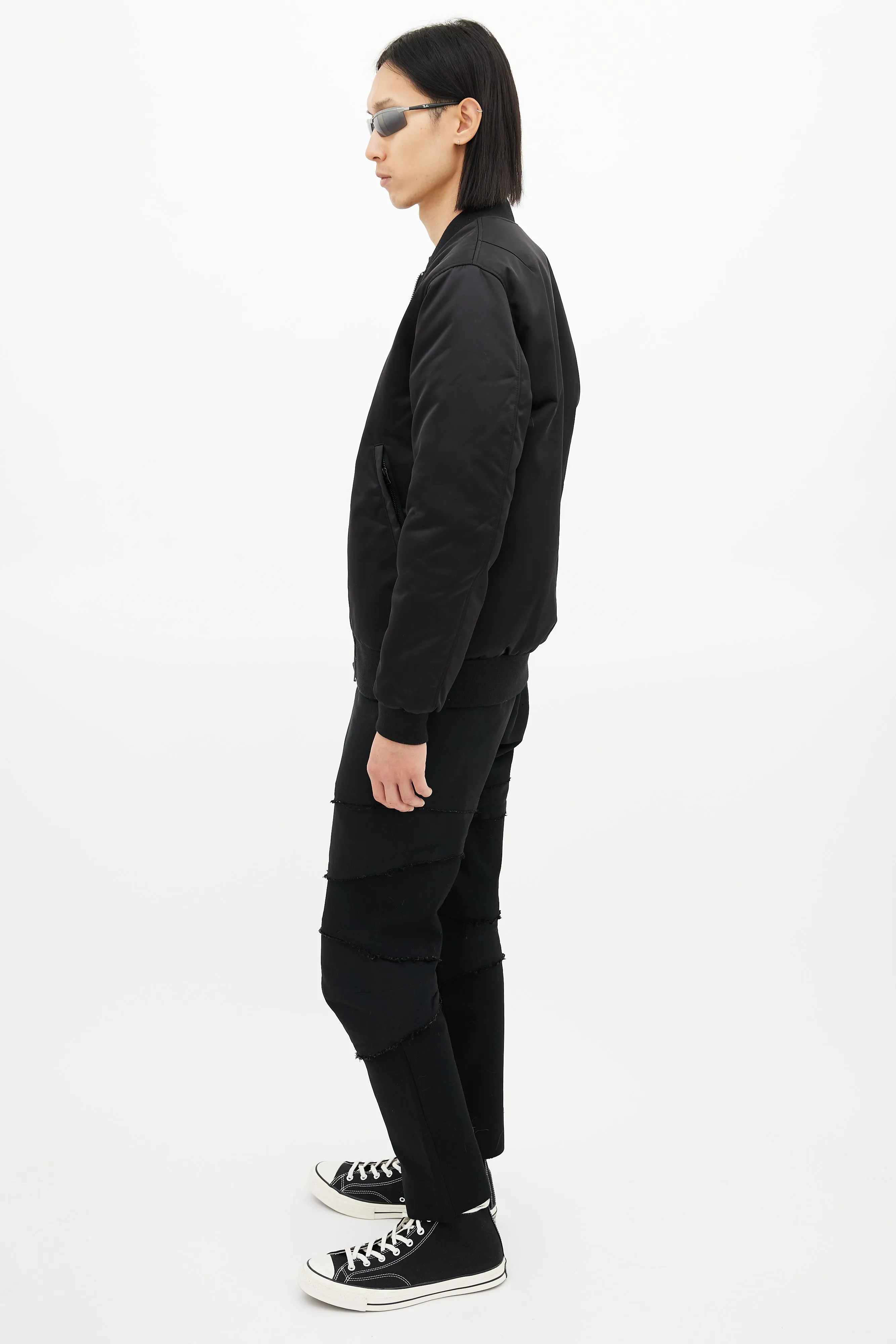 Black Nylon Selo Bomber Jacket