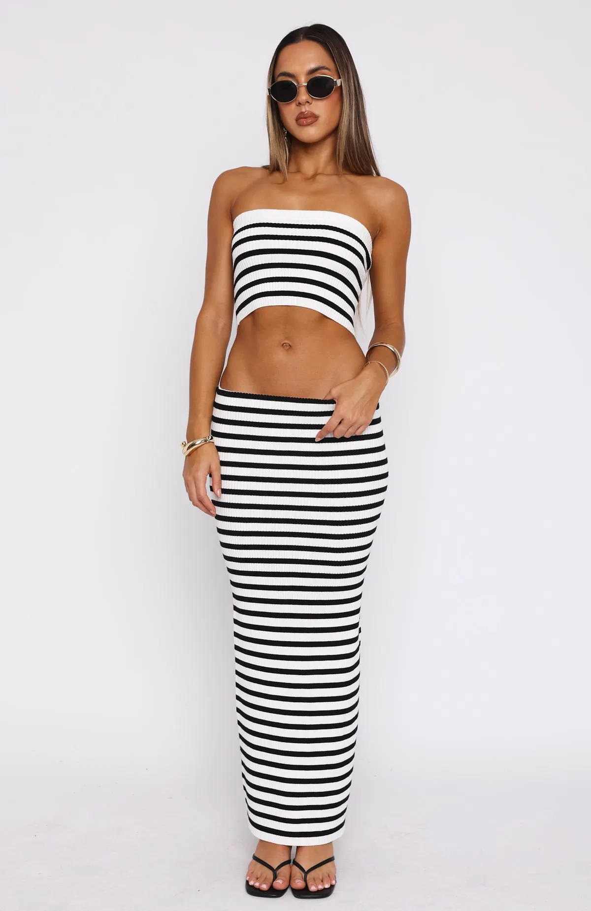 Bless You Maxi Skirt Black/White