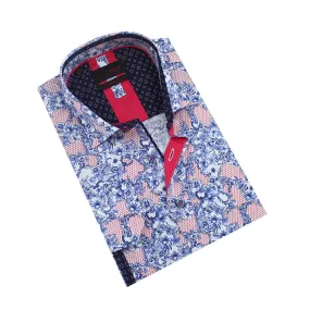 Blue and Red French Baroque Button Down Shirt