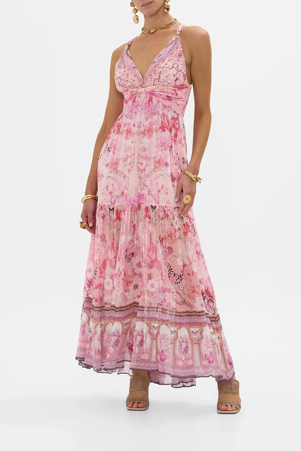 Botanical Novella Bead Strap Maxi Dress