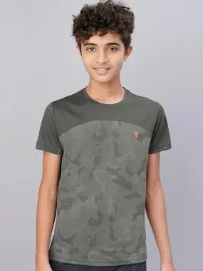 Boys Self Design Slim Fit Crew Neck T-shirt with VENTMESH