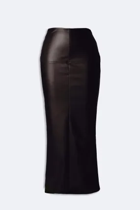 Brown trumpet leather skirt