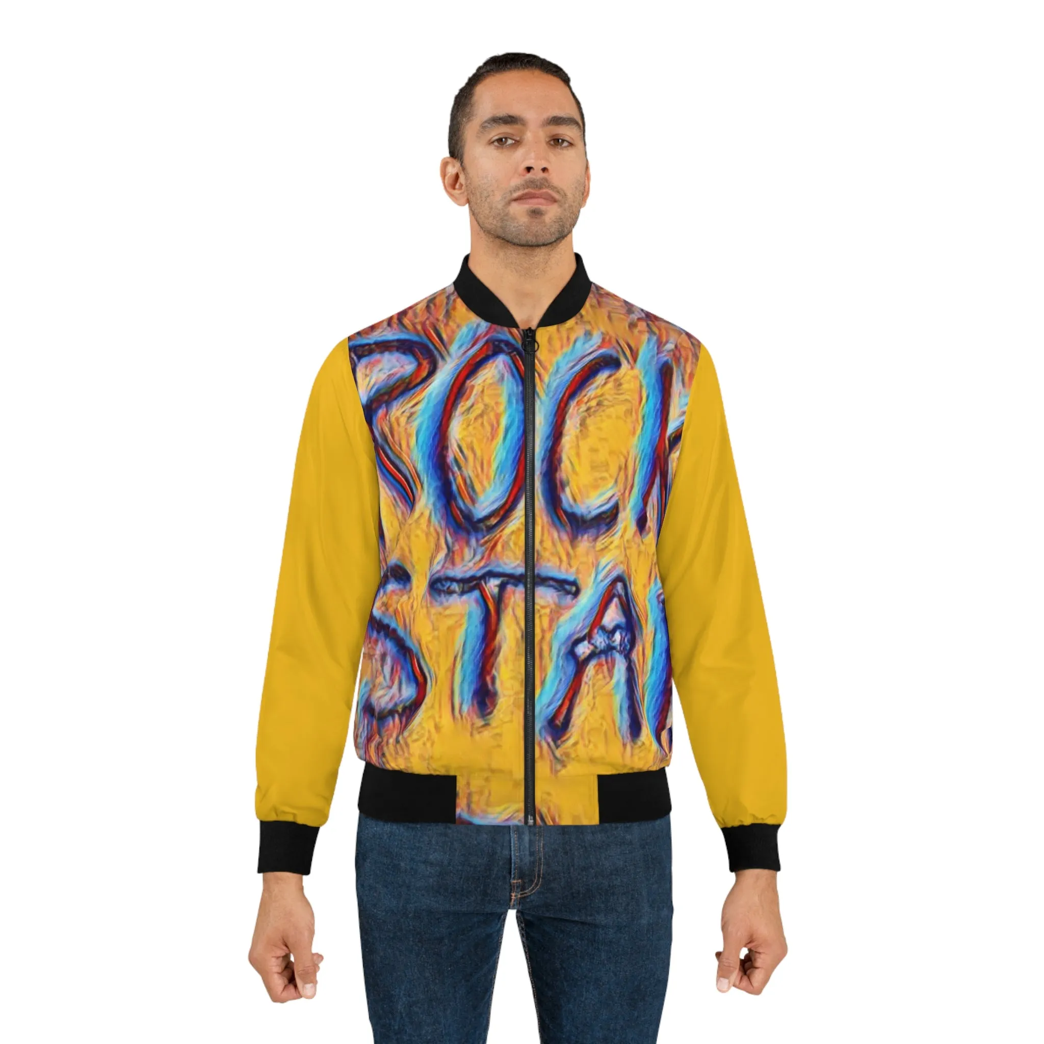 California Rock Star Graffiti Bomber Jacket (Yellow)