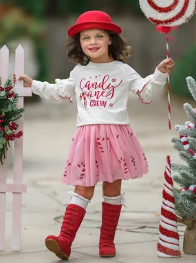 Candy Cane Crew Christmas Tutu Skirt Set