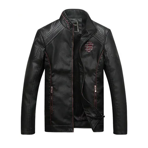 Casual Solid Fashion Leather Bomber Jacket