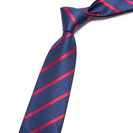 Classy Men Classic Blue Red Striped Necktie