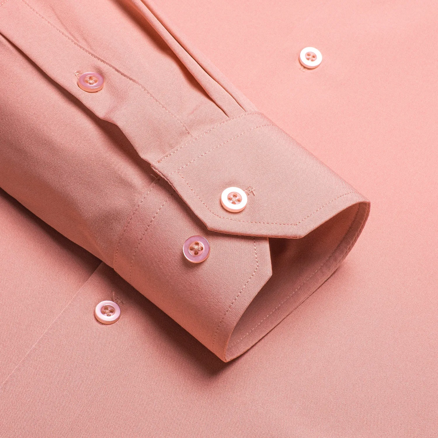 Coral Pink Stretch Men's Long Sleeve Shirt