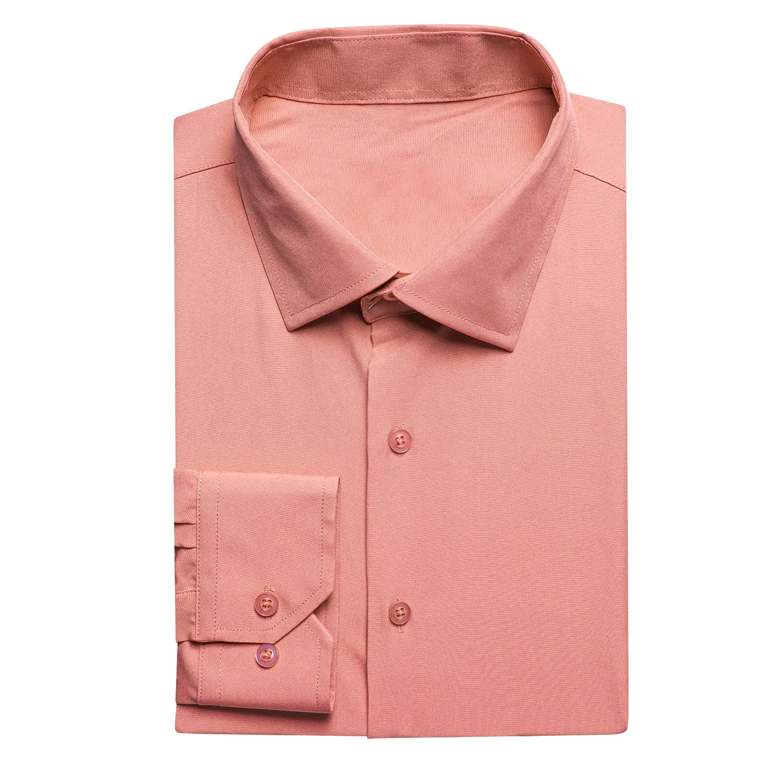 Coral Pink Stretch Men's Long Sleeve Shirt