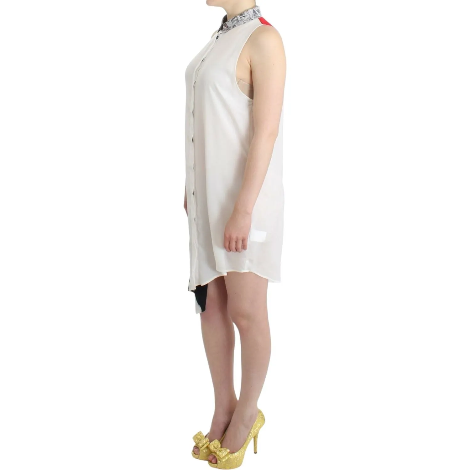 Costume National Asymmetric Hem Button-Up Shirt Dress