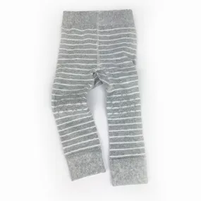 Cosy Leggings with non-Slip Knees - Grey   White Stripe Footless tights