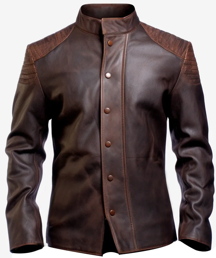 Daniel Brown Distressed Leather Jacket